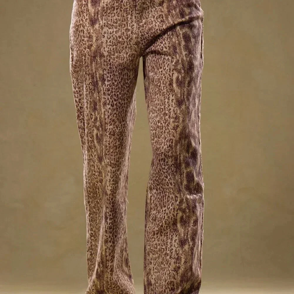 Multicolor Casual Women's Low Rise Snakeskin Denim Trousers - Picture 3 of 5